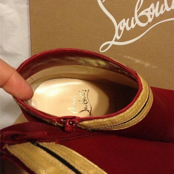 Christian Louboutin MARYCHAL Red Pony Hair Ankle Booties Boots Heels - Picture 11 of 12